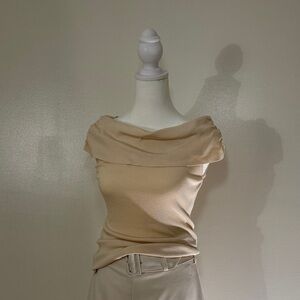 Ann Taylor Tan Off-Shoulder top